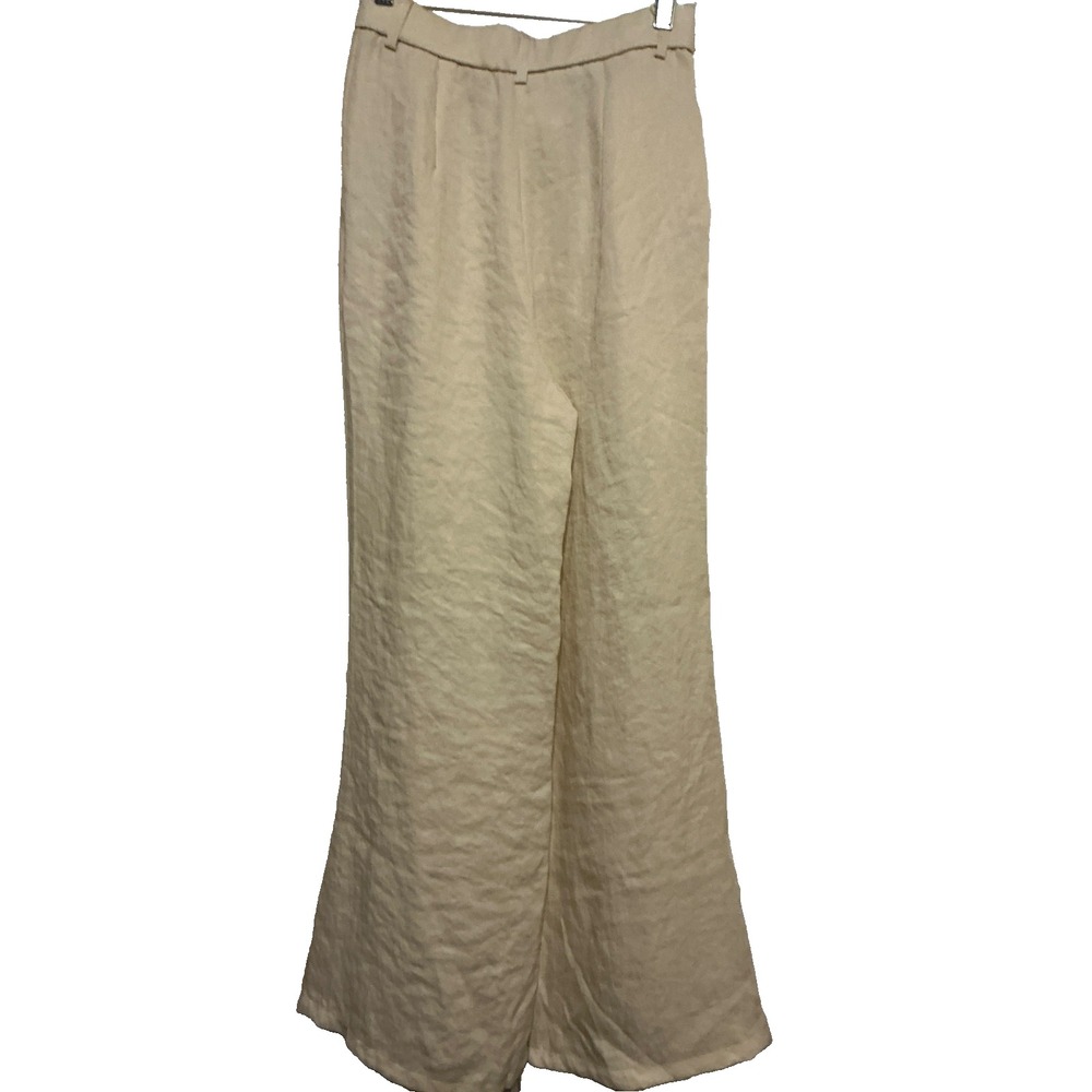 OGL Off White European Linen Mid Rise Flared Pant Size XS Regular Length Luxury - Picture 5 of 5